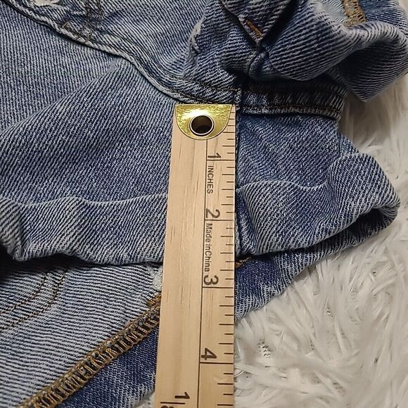 Pacsun Playboy Shorts Womens 25 Denim Distressed Hem Mom Bunny Logo Light Wash - Picture 9 of 9